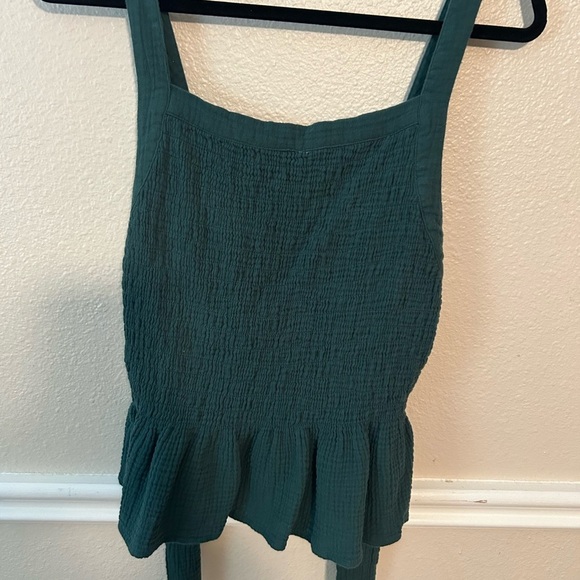 VICI DOLLS Davi and Dani Green tie peplum sleeveless smocked summer tank - Picture 3 of 5